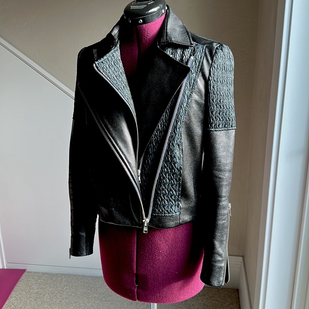 Helmut Lang Vegan Faux Leather Biker Jacket Moto XS to S